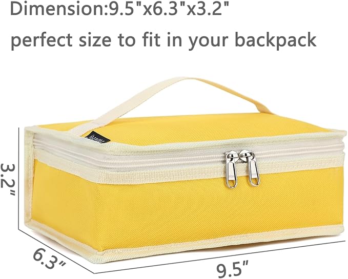 FlowFly Small Insulated Lunch box Portable Soft Bag Mini Cooler Thermal Meal Tote Kit with Handle for Work & School, Bright Yellow