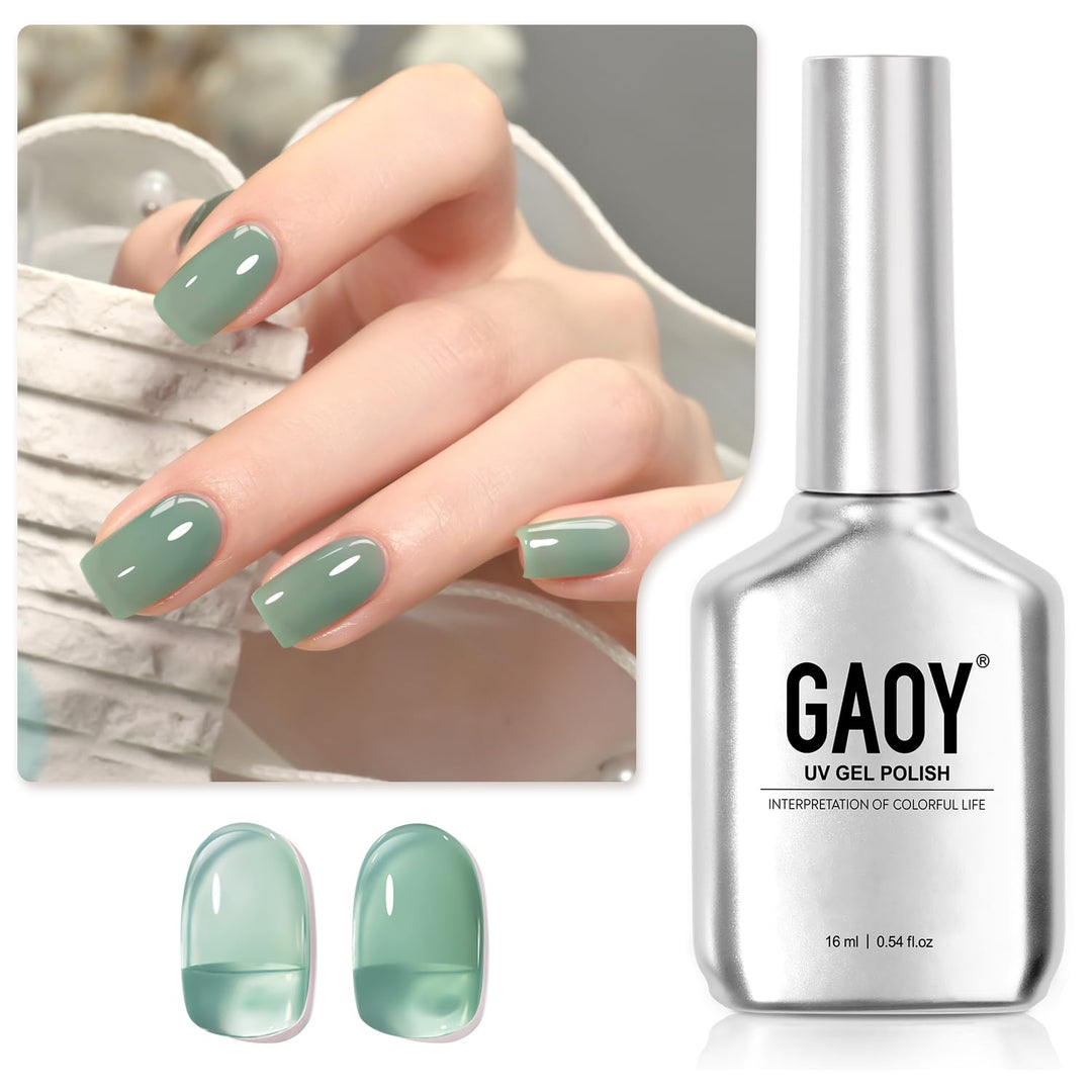 GAOY Jelly Gel Nail Polish, 16ml Sheer Green Translucent Soak Off Gel Polish, UV Light Cure for Nail Art DIY, 2136 Aqua Mint