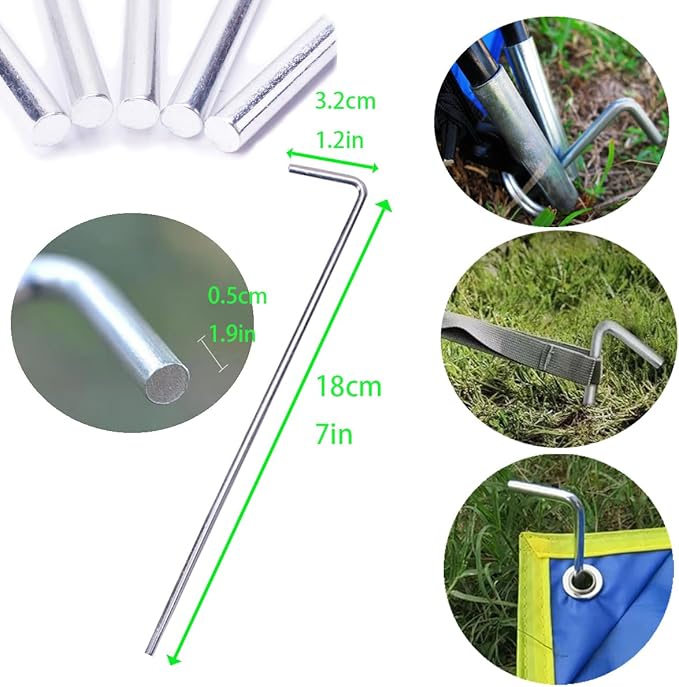 9.8-inch Fixed Tent Stake - Heavy Duty Luminous Tent Camping pop-up Tent Stake, Used for Outdoor Camping Tents, Canopies, courtyards, Gardens, Lawn Metal Stakes