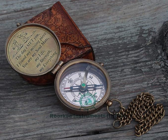 RII Compass with Leather Case with Love Quote/Gift for Him/Gift for Husband/Gift for Boyfriend