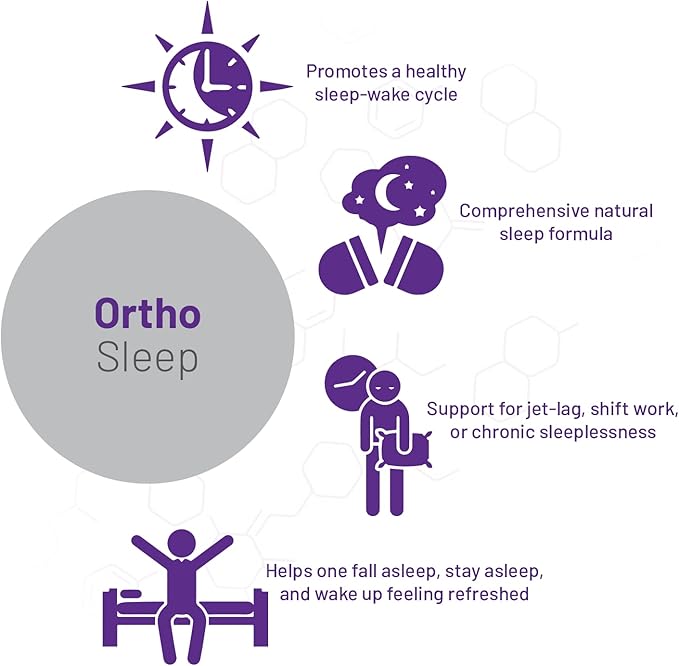 AOR, Ortho Sleep, Improves Overall Sleep & Helps with Jet lag, Natural Supplement with GABA, Melatonin, L-Theanine, Vegan, 30 Servings (60 Capsules)