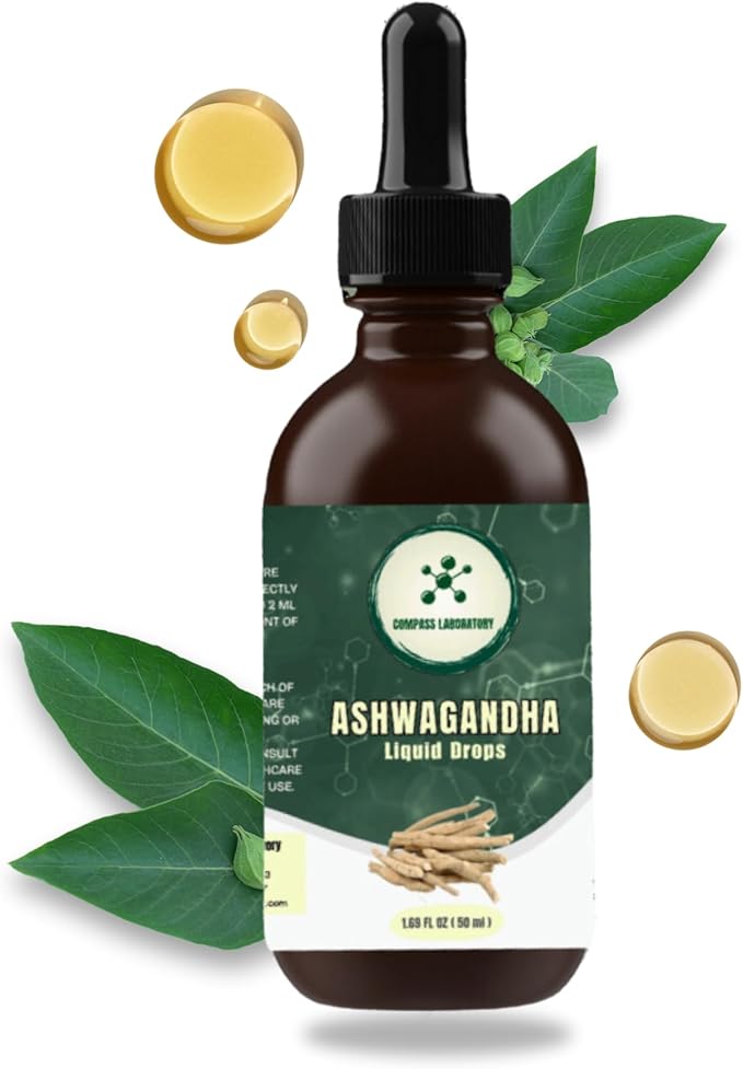 Ashwagandha Liquid Drops - Mood Support and Wellness Supplement - Natural Cortisol Manager and Immune Booster - 2 fl oz