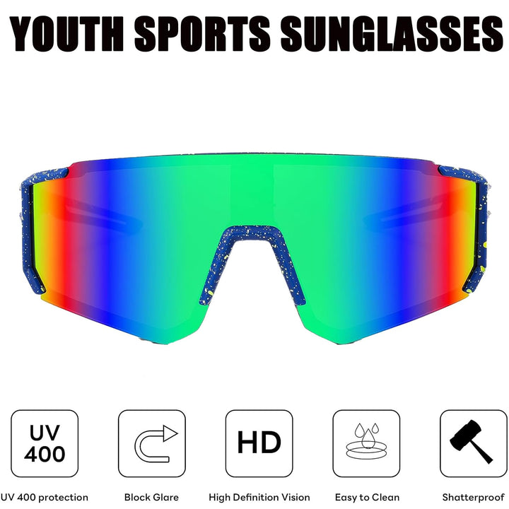 Youth Baseball Sunglasses For Boys Girls,UV400 Kids Sports Sunglasses,Cycling glasse Running Golf