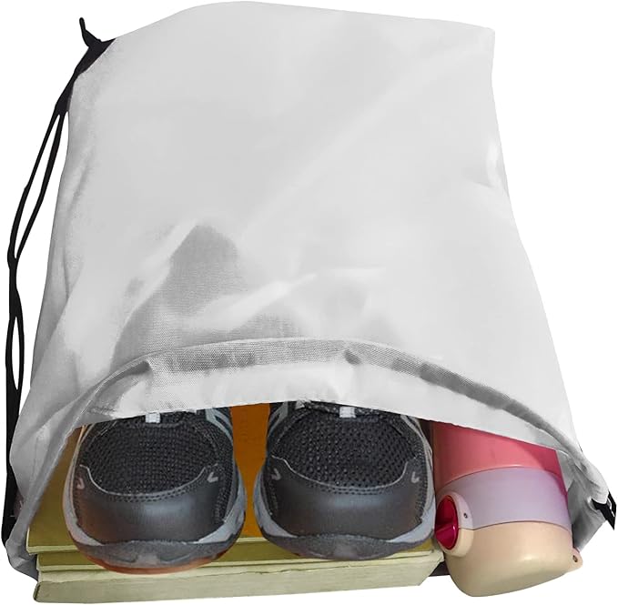 Drawstring Backpack Bulk 28 PCS Drawstring Bags String Backpack Cinch Bag Sackpack for Men Women Gym (White)
