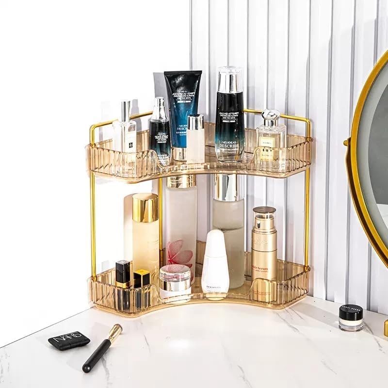 Amber 2-Tier Bathroom Counter Shelf - Vanity Organiser for Skincare, Makeup, Toiletries, Lotions, Perfumes