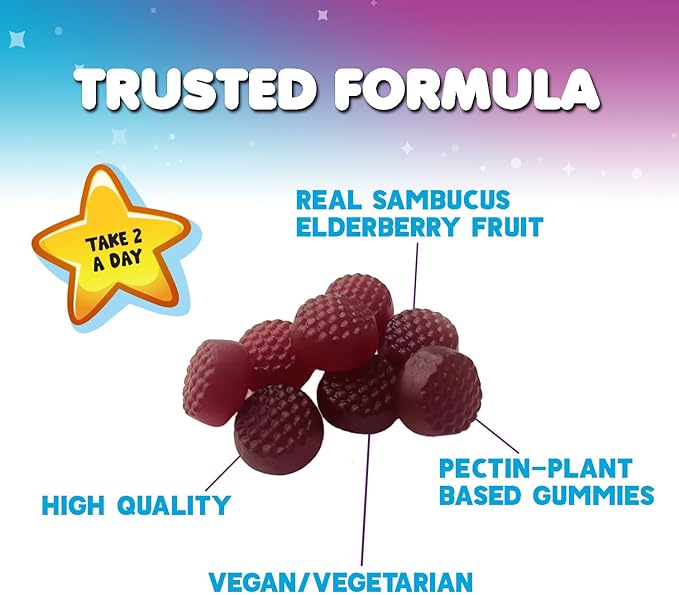 Children's Daily Immune Support Gummies with Real Elderberry + Vitamin C & Zinc to Support Kids Healthy Immune System, Natures Sambucus Elderberry Gummy, Chewable Supplement, Gluten-Free, 120 Gummies