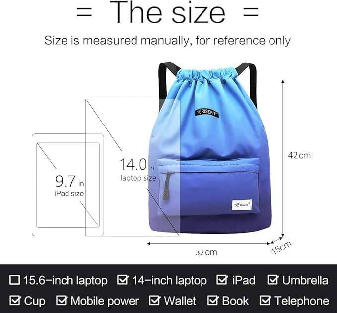 Waterproof Drawstring Bag, Gym Bag Sackpack Sports Beach Backpack for Men Women