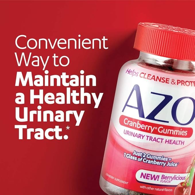 AZO Urinary Pain Relief Maximum Strength (24 Count) Fast Relief of UTI Pain, Burning & Urgency + Cranberry Urinary Tract Health Gummies, 2 Gummies = 1 Glass of Cranberry Juice 72 Count