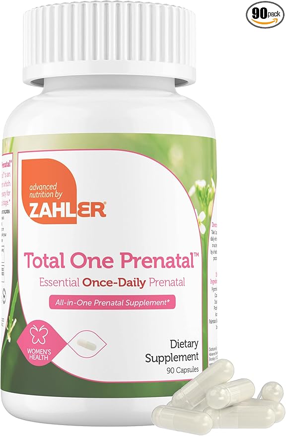 Zahler - Total One Prenatal Vitamins for Women (90 Count) Daily Multi Vitamin Prenatals with Folic Acid, Iron, Zinc & 19 Other Essential Vitamins & Minerals - Kosher Pre Natal Multivitamin Capsules