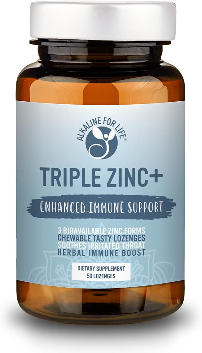 Triple Zinc Lozenges - 3 Forms of Bioavailable Zinc Glycinate, Zinc Citrate, Zinc Aspartate - Zinc Immune Support Supplement Echinacea, Slippery Elm, OPC, Vitamin C, Sucanat Honey