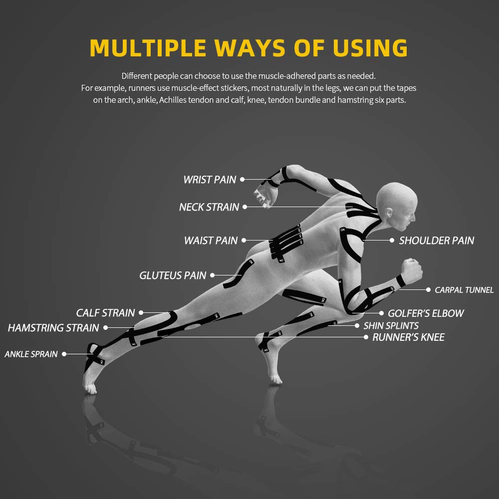 OK TAPE PRO Kinesiology Tape, 2inch x Long Roll 16ft Free Cut Tape, Elastic Athletic Tape Therapeutic Latex Free, Red+Black