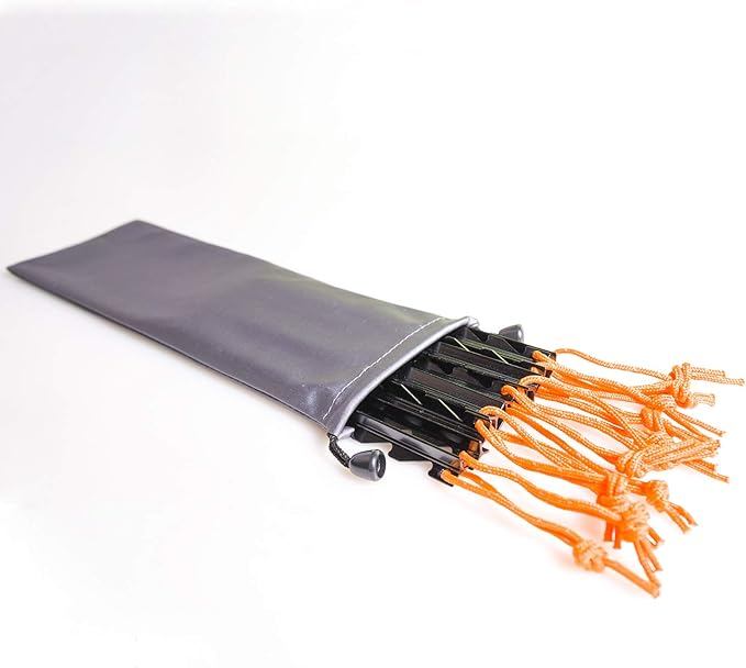 Aluminum Tent Stakes Pegs, 12-Pack Aluminum Ground Pegs with Reflective Pull Ropes, Heavy Duty Tri-Beam Metal Stakes Pegs for Backpacking Camping Tents Hammocks and Canopy