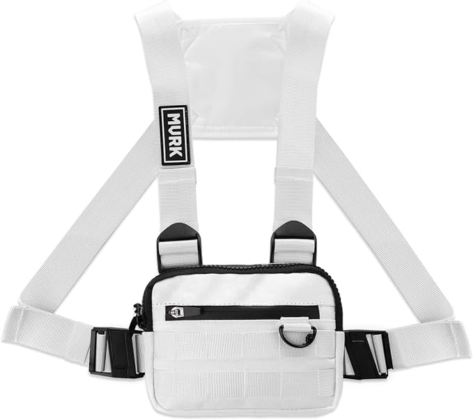 MVRK Water Resistant Chest Bag - Lightweight Tactical Chest Bag For Outdoor Training, Running Chest Pack For Men With Extra Storage (White)