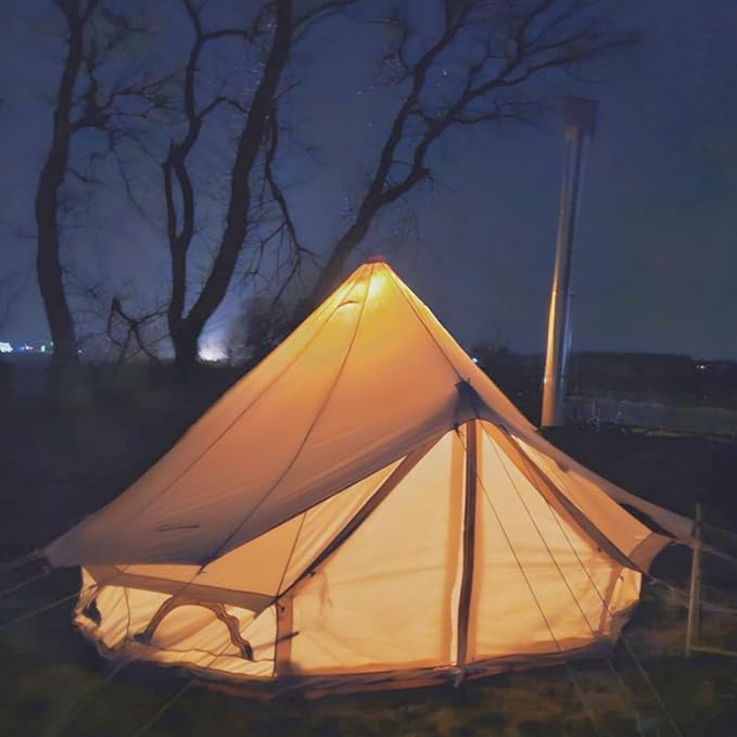 DANCHEL OUTDOOR 4 Season Waterproof Rain Fly Tarp for Yurt Tent, Portable Glamping Tent Cover Protector Awning Canopy for B5 Bell Tent Stove Jack Camping Accessories Beige(9.8/13/16.4/20ft)