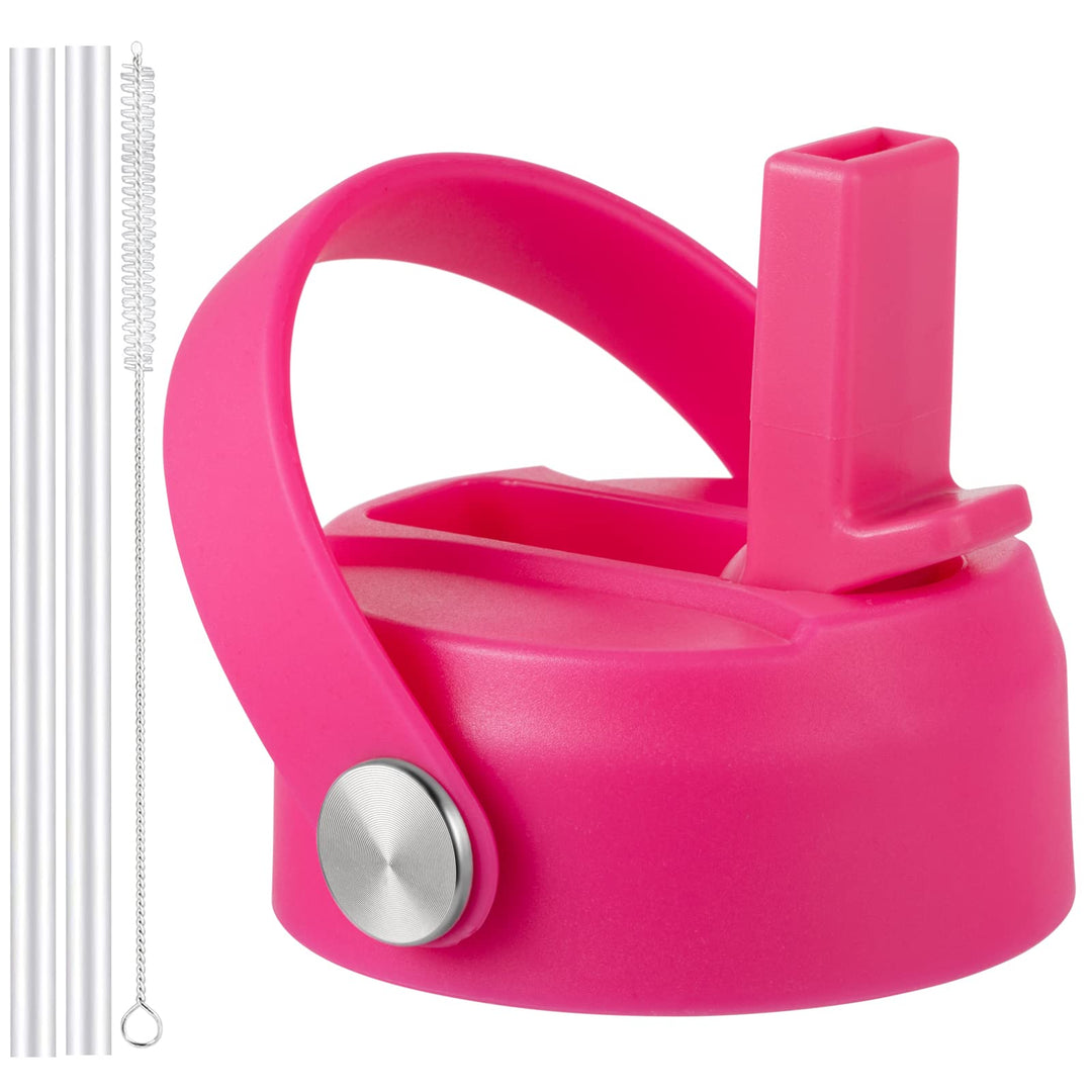 Straw Lid for Hydro Flask Wide Mouth, Straw Lid with Flexible Handle and Straws, Replacement Sports Straw Cap for Hydroflask Straw Lid Wide Mouth Top 32 40 oz
