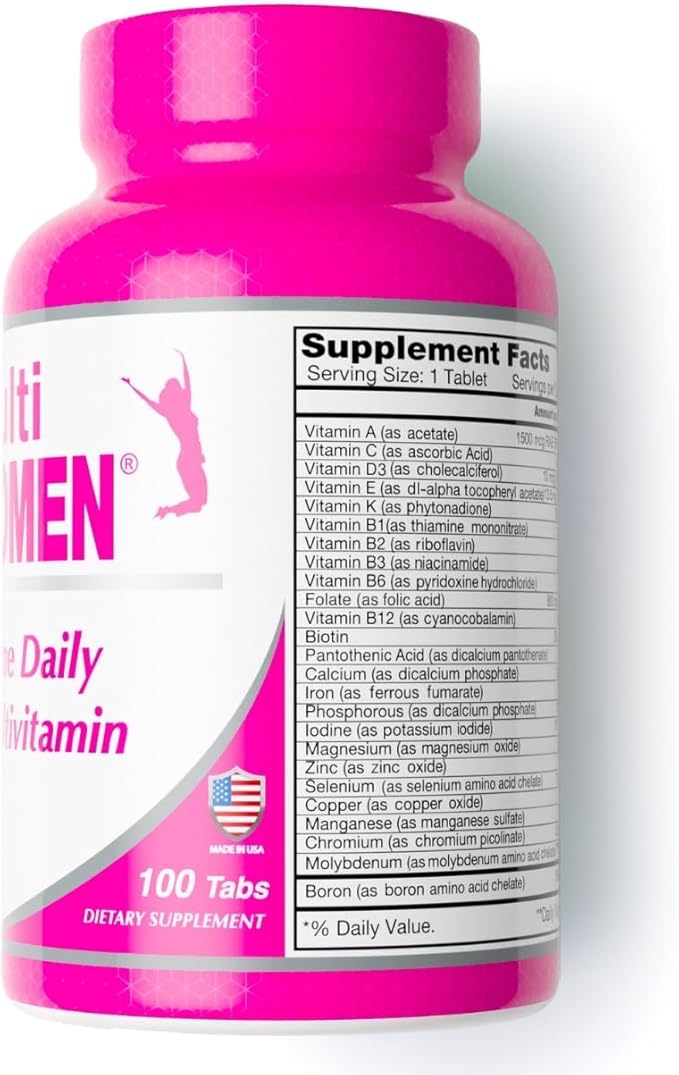 ALFA VITAMINS Multi Women Vitamins Dietary Supplement with Essential Vitamins & Minerals for Women - Amino Acids + Antioxidants - 100 Tablets (2 Pack)
