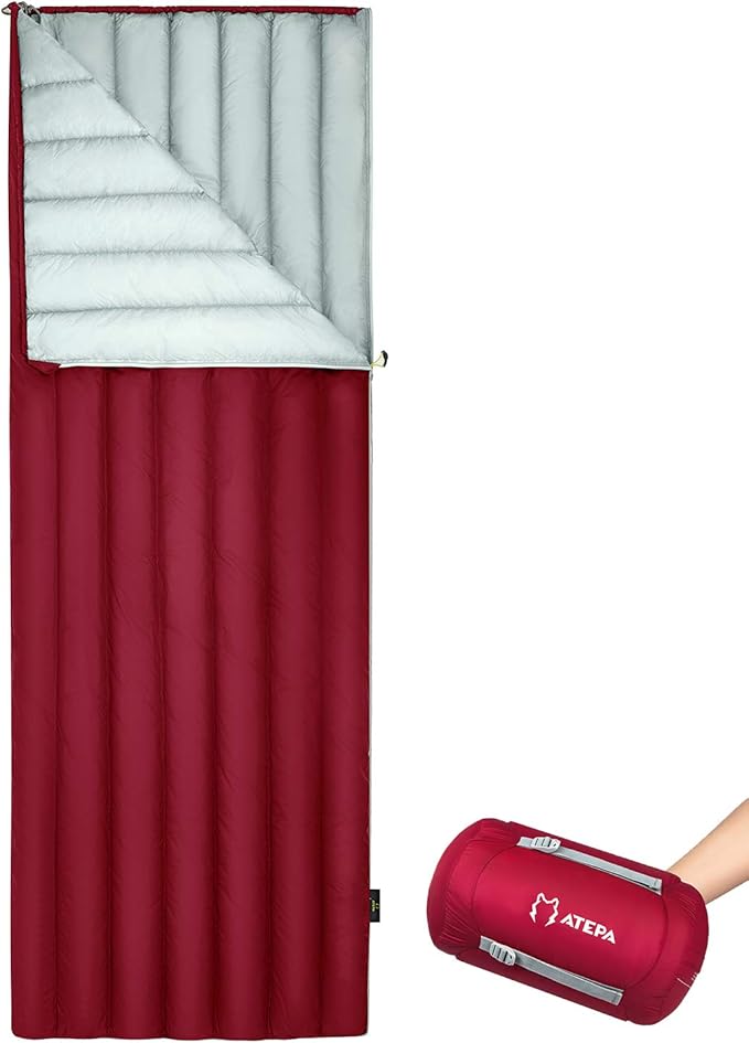 ATEPA Down Sleeping Bag for Adults, 650FP Ultralight 3 Season Compact Packable Sleeping Bag with Compression Sack for Camping Backpacking Hiking