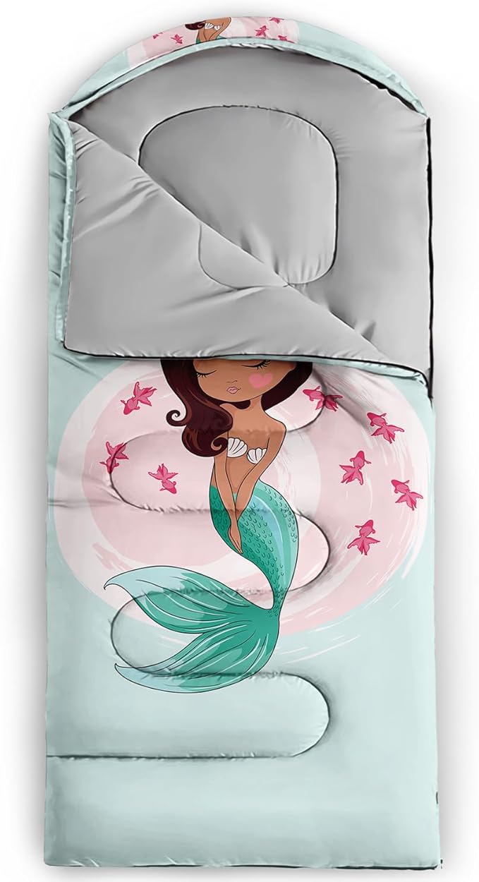 AILONEN Cartoon Fox Camping Sleeping Bag for Boys Girls Adults,Lightweight & Waterproof,3 Season Warm & Cold Weather,Portable,Kawaii Fox Printed Sleeping Bag,Traveling,Camping,Hiking