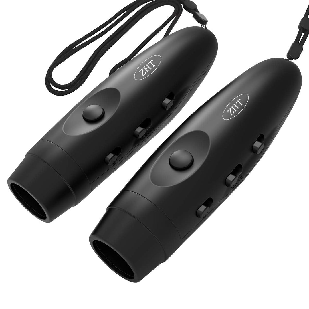 ZHT Electronic Whistles for Referees with USB Charging, 3 Tone High Volume Emergency Whistle for Coaches Teacher, Outdoor Safety Whistles with Lanyard- 2 Blacks