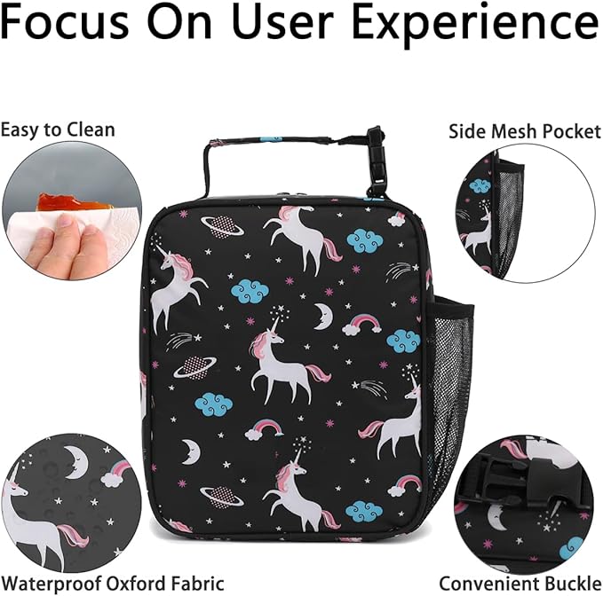 Lunch Box for Kids Boys Girls Men Women, Insulated Small Soft Cooler Lunch Bag Kit for School Work Picnic Travel - Reusable Portable lunchbox, Unicorn