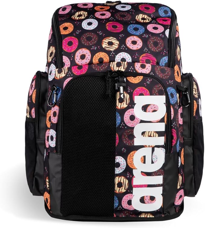ARENA Spiky III Backpack 45 Swimming Athlete Sports Gym Rucksack Large Training Gear Equipment Swim Bag for Men and Women, 45 Liters, Donuts