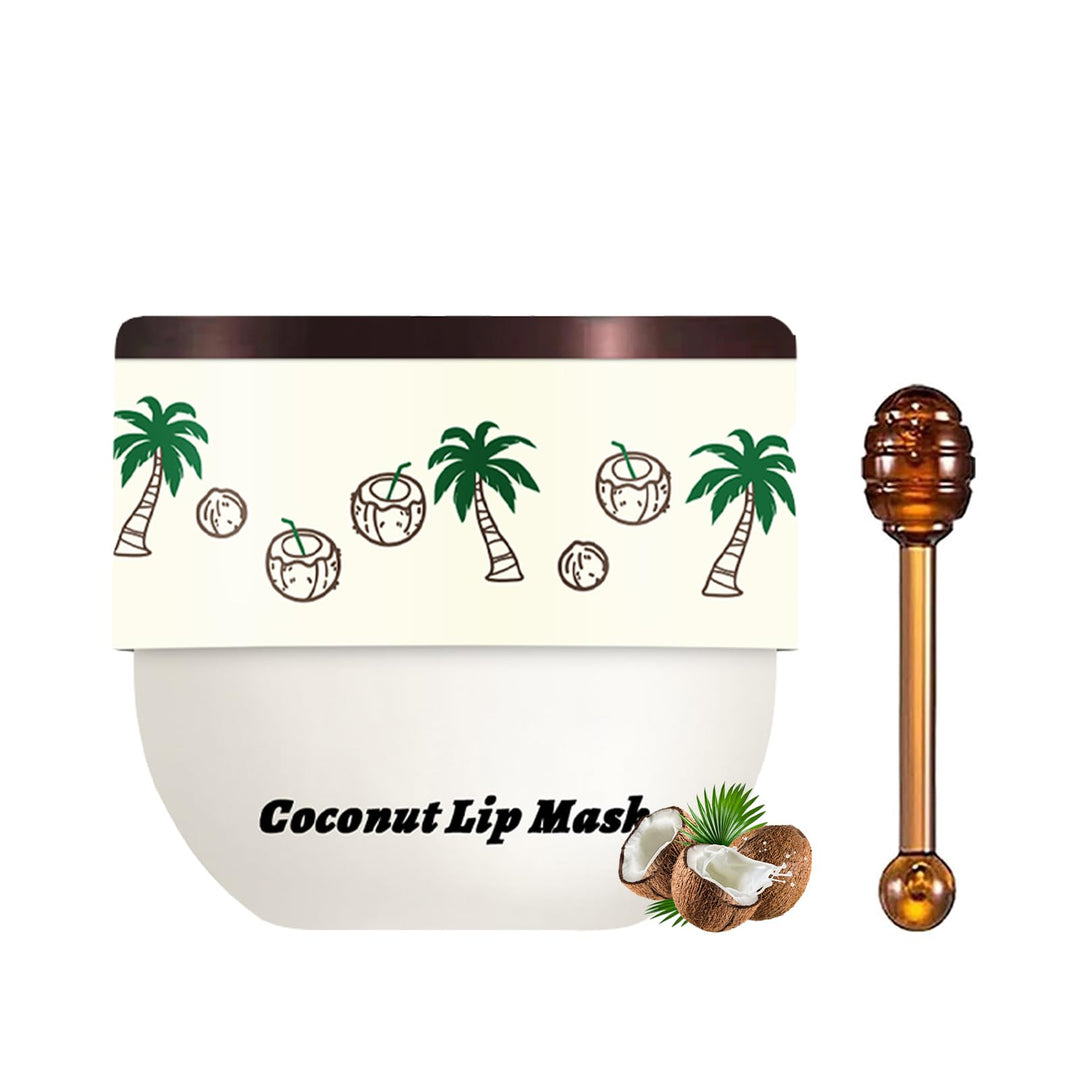 Tnoctuh 1 PCS Bee Lip Balm Lip Mask Honey Pot, Coconut Moisturizing Sleeping Lip Mask Overnight with Sticks, Lip Balm Honey Pot Lip Balm Hydrating Prevention Dry and Crack Lip Scrubs Exfoliator