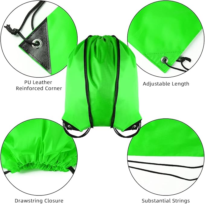 GoodtoU Drawstring Backpack Bags String Sack - Drawstring Gym Bag Cinch Backpacks in Bulk Green 16 Pcs
