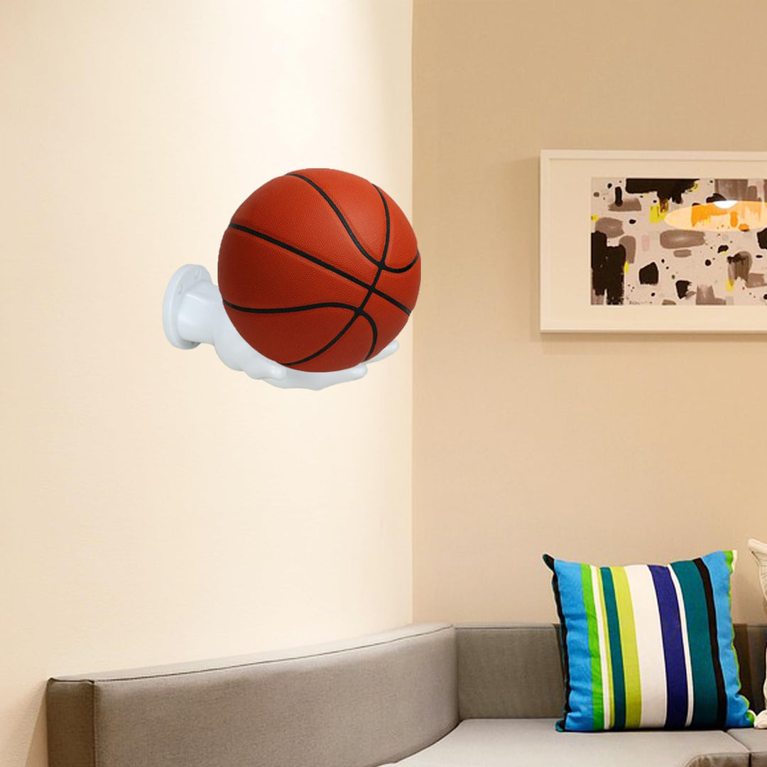 BOAMAU Hand Shaped Basketball Holder Wall Mount Gifts Basketball Room Decor Accessories Art Ball Decor Stand for Basketball, Football, Soccer, Volleyball(white)