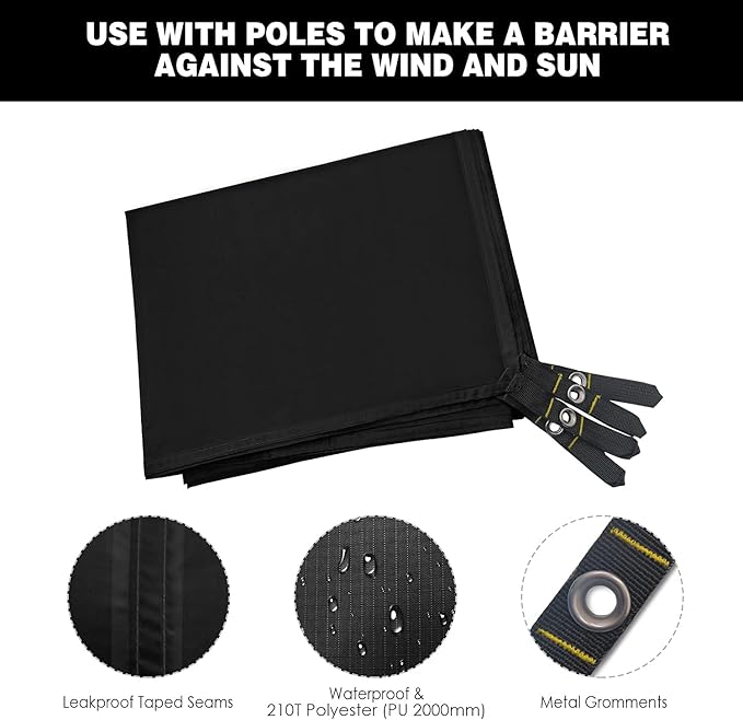 Gold Armour Tent Footprint, Camping Tarp Waterproof Ultralight - 84x60in | 84x84in | 84x96in | 82x106in | 120x108in | 120x120in | 120x144in Floor and Ground Tarps for Camping Hiking (Black 84x84in)