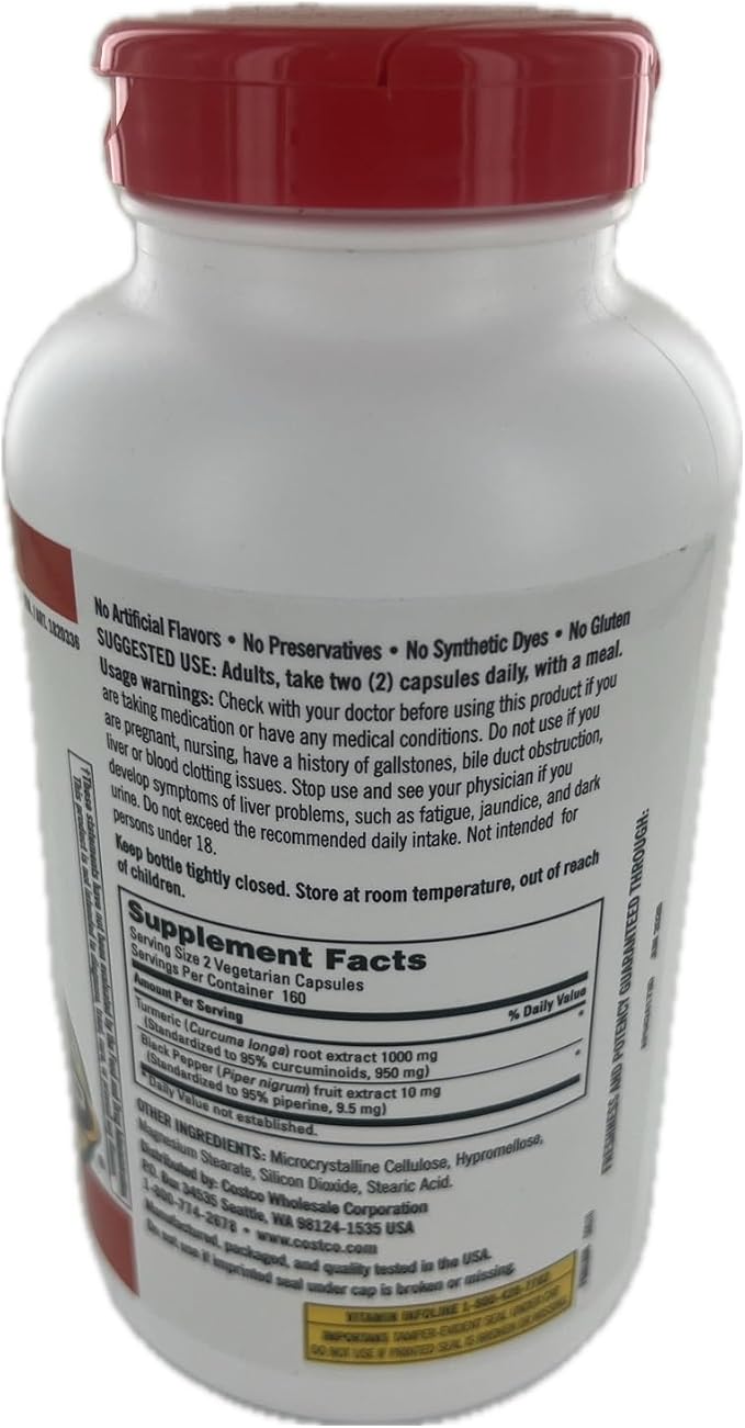 Kirkland Signature Turmeric with Black Pepper, 1000mg (320 Count)