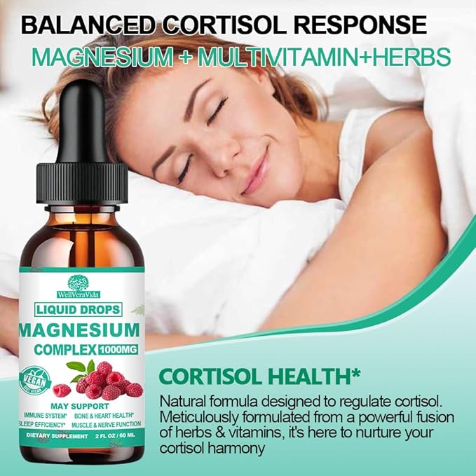 Cortisol Detox for Women & Men w. Super Calm 16-in-1 Magnesium, Theanine, Ashwagandha, St Johns Wort, Lemon Balm, Cortisol Wellness Liquid Drops for Balanced Cortisol, Harmone Balanced & Relaxation