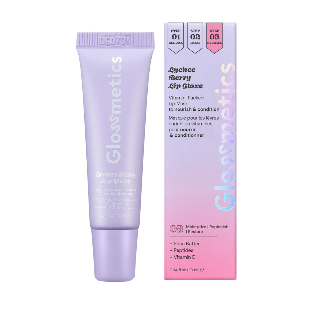 Glossmetics Lychee Berry Lip Glaze - Overnight Lip Mask for Dry Lips. Fruit Butter Lip Mask, Hydrating and Moisturizing Lip Balm for Soft, Smooth Lips. Clear, 10ml