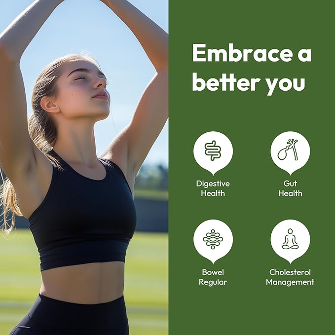 Psyllium Husk Capsules, Natural Fiber Supplement for Women & Men, 3000mg Psyllium Husk Powder per Serving, Vegan Colon Cleanser, Fiber Capsules for Overall Digestive Health, Easing Constipation