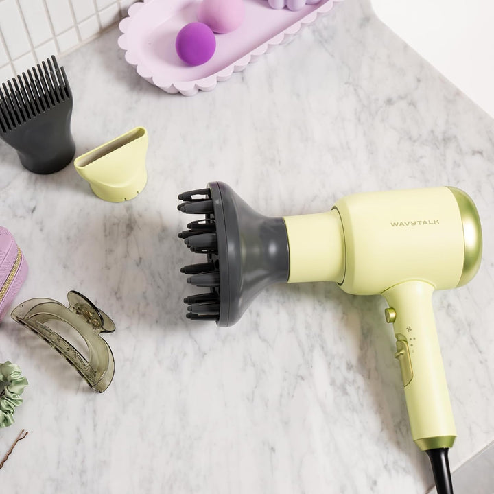 Wavytalk 1875W Ionic Hair Dryer | Diffuser & Comb for Curly Hair | Green