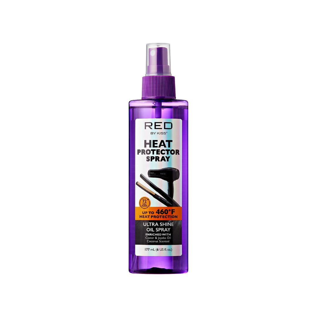Red by Kiss Heat Protector Ultra Shine Oil Spray - Thermal Protection up to 460°F, Anti-Frizz, Hydration, and Strength for Hair (6 Fl Oz) - Style: Thermal Protection Ultra Shine Oil Spray
