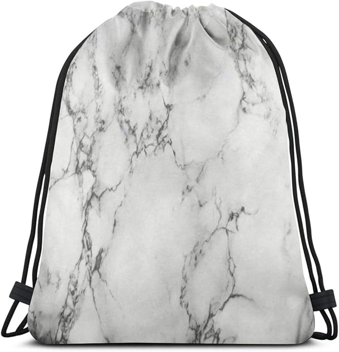 Drawstring Backpack Marble Bag Water Resistant Lightweight Gym Sackpack For Hiking Yoga Gym Swimming Travel Beach