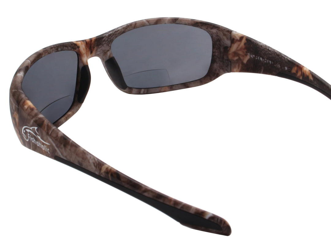 Fishoholic BiFocal - x1.5 x2.0 x2.5 (Reader) - Polarized Bi-Focal Fishing Sunglasses - UV400 Great Fishing Gift for Father Dad (2.5-CAMO-MB)