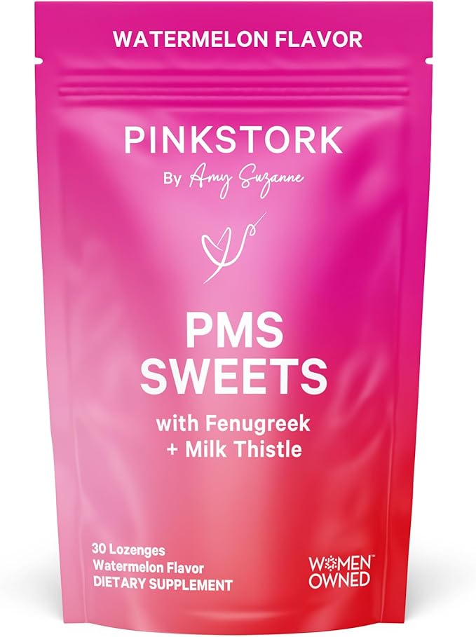 Pink Stork Watermelon PMS Sweets for Teens and Women with Fenugreek & Milk Thistle, Simple & Natural Ingredients for Period Support, Digestion, Bloating, & Mood Support - 30 Drops