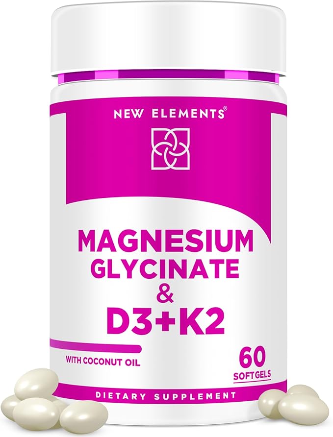 Magnesium Glycinate 500mg with High-Potency Vitamin D3 10000iu & Vitamin K2 100mcg | Enhanced with Coconut Oil for Optimal Absorption | Non-GMO, Gluten-Free, Sugar-Free Softgels