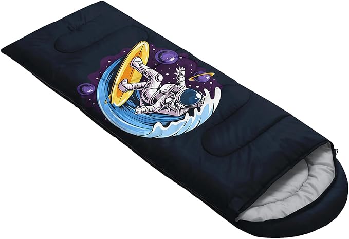 AILONEN Boys Sports Camping Sleeping Bags,Lightweight & Waterproof,3 Season Warm & Cool Weather,Black Player Basketball Sleeping Bags for Kids Adults,Travelling,Outdoors