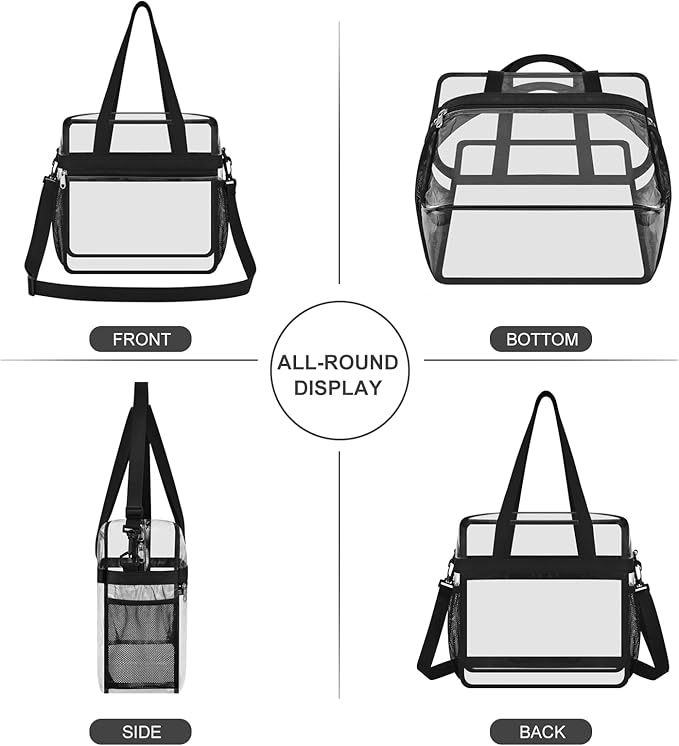 USPECLARE Clear Tote Stadium Approved, Security Travel & Gym Clear Bag for Work Sports Games Concerts