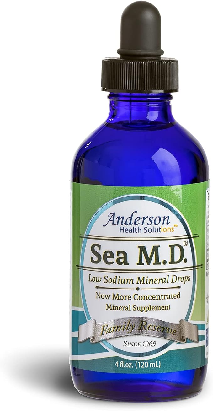 Anderson Sea M.D. Concentrated Trace Mineral Drops, Ionic Electrolyte Magnesium Supplement, Aids in Muscle Cramps, Joint Health, Liquid Magnesium, Easy to Take, 4 fl oz, 60 Servings
