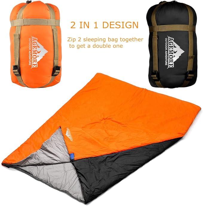 AGEMORE Ultralight Warm Weather Envelope Sleeping Bag, Lightweight Waterproof Compact Sleeping Bag, for Spring Summer & Fall, 75’’L X 30’’W Fit for Kids Teens Or Adults Outdoor Camping & Backpacking