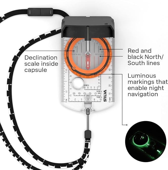 Silva Expedition S Compass | Night-Enabling Luminous Markings | Perfect for Navigation, Hiking, Trekking and Hunting