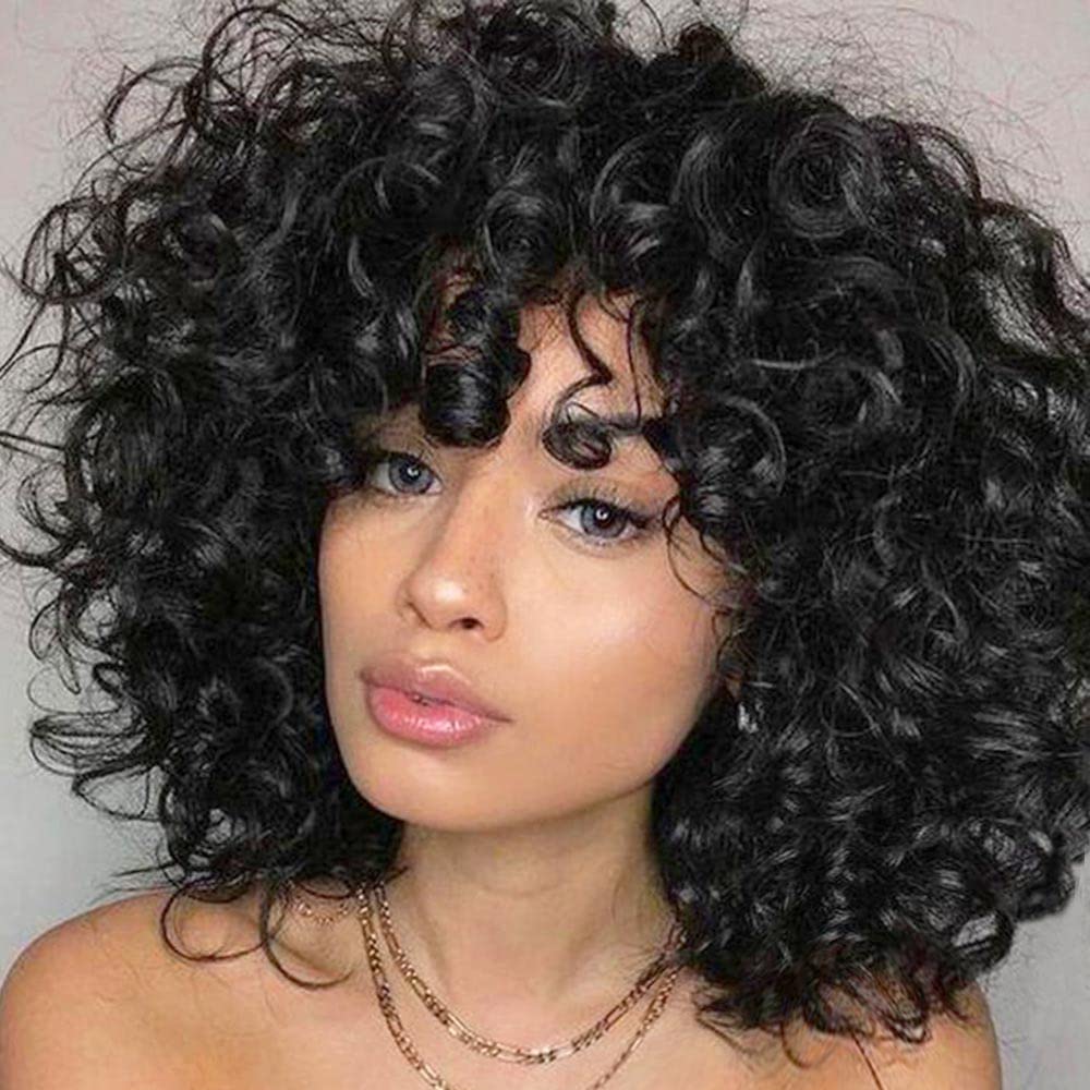 Aidusa Short Loose Curly Wigs For Black Women Afro Wig For Black Women Curly Wig For Women Synthetic Wigs For Women Fluffy Natur