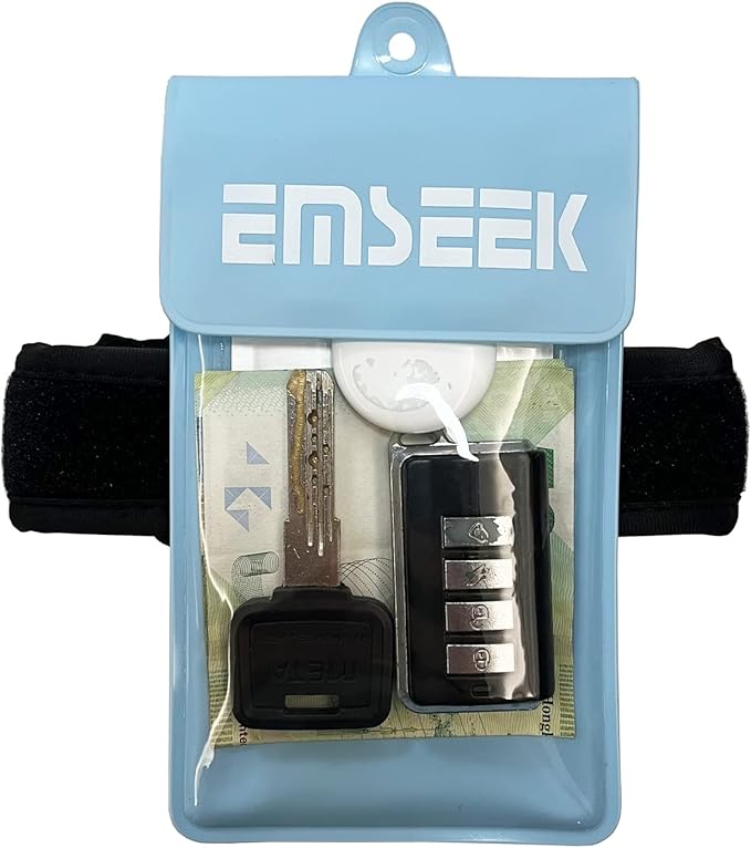 Armband Waterproof wallet Floating Surf Car Key Fob Case Beach dry bag ankle Waterproof Pouch Holder For GPS Key Money Credit Vaccine Card Driver License ID Badge (Blue)