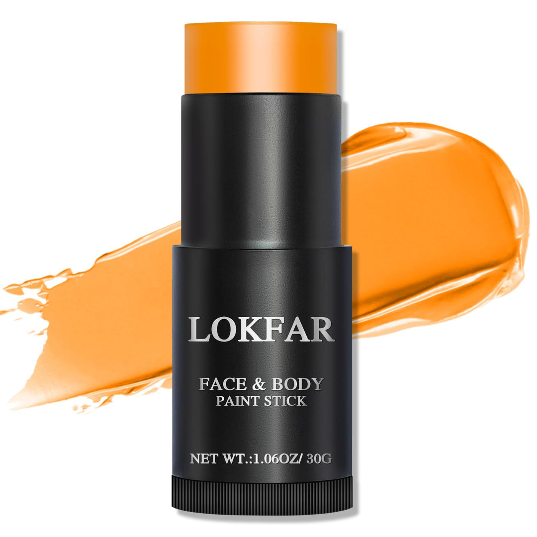 LOKFAR Orange Face Body Paint Stick, Eye Black Stick for Sports, Waterproof Full-Coverage Orange Face Makeup for Halloween Pumpkin Cheetah Lion Tige Cosplay Makeup
