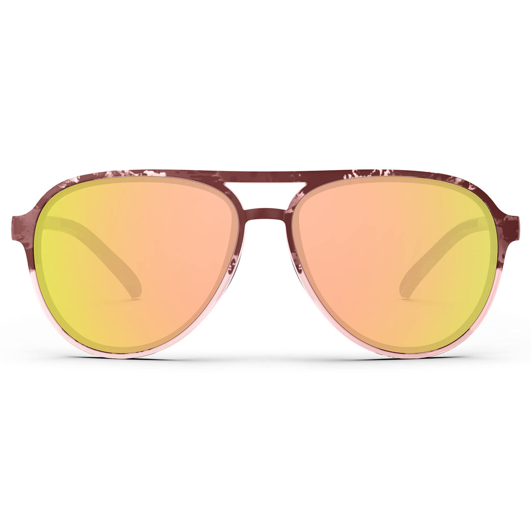 TOREGE Aviator Sunglasses Polarized Sunglasses for Men Women, Sports Sun Glasses UV400 Protection Fishing Boating Beach Golf Driving TR75(Matte Crystal Peach Black Tortois&Champagne Lens C14)