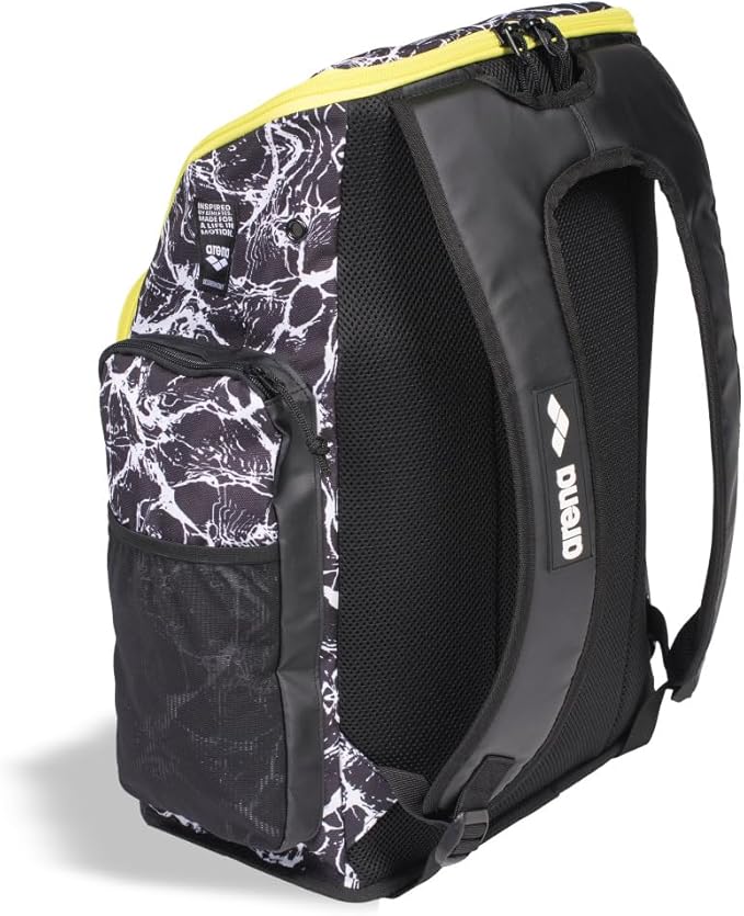 ARENA Spiky III Backpack 45 Swimming Athlete Sports Gym Rucksack Large Training Gear Equipment Swim Bag for Men and Women, 45 Liters, Black/White