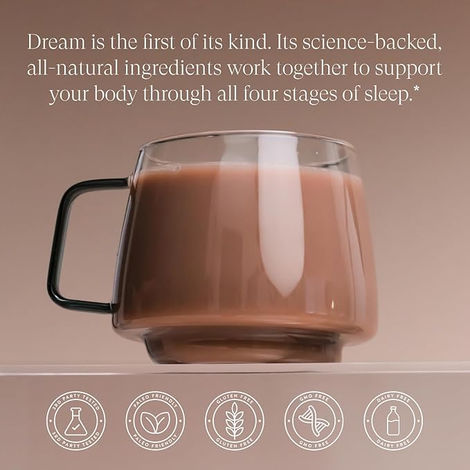 Beam Dream Sleep Powder, Sleep Aid, Sleep Aids for Adults, Contains Magnesium, Melatonin, L Theanine, Apigenin, Natural Sleep Supplement, Vegan, Non GMO, 3rd Party Tested, 5 Servings, Brownie Batter